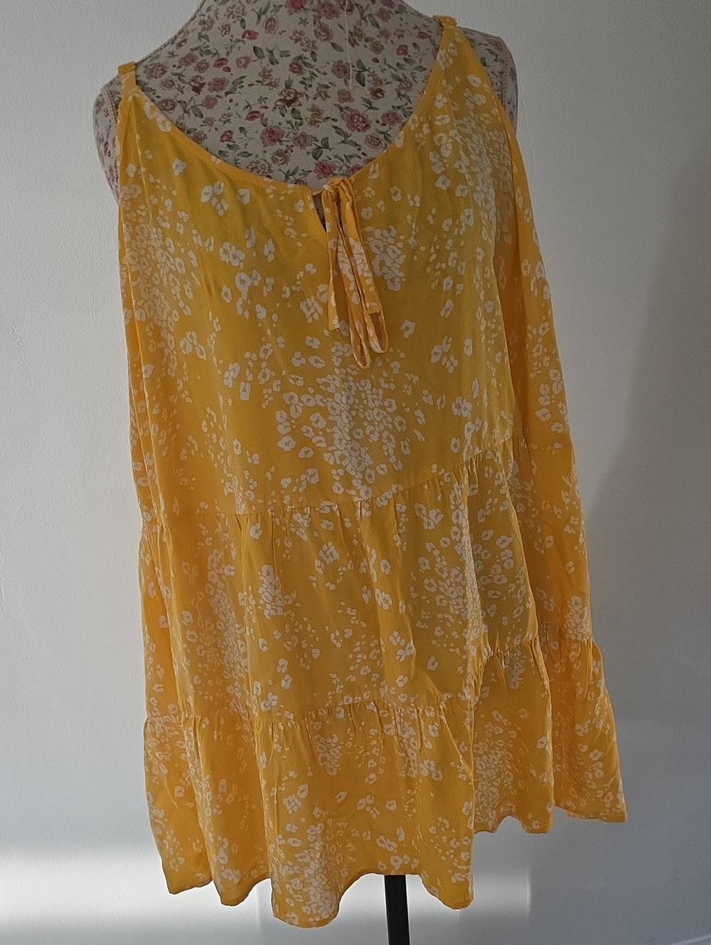 torrid Yellow White Floral Tiered Camisole